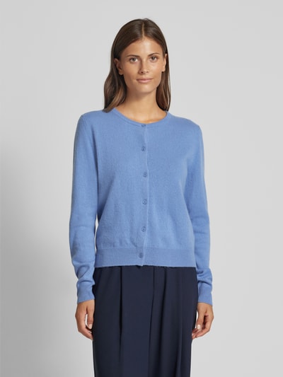 S.Marlon Kasjmier cardigan met ronde hals Blauw - 4