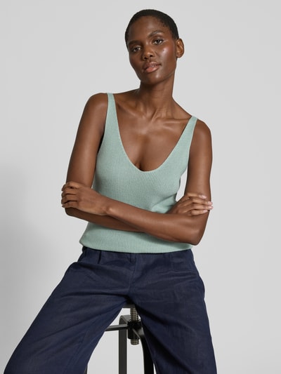 Vero Moda Regular fit tanktop in gebreide look, model 'NEWLEX' Rietgroen - 3