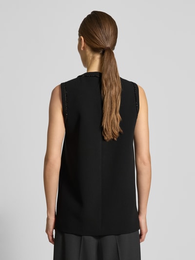 Max Mara Studio Bluzka o kroju regular fit bez rękawów z obszyciem ozdobnymi kamieniami model „MSTZAINO” Czarny 5