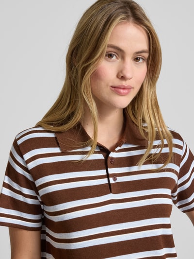 Neo Noir Regular Fit Poloshirt mit Knopfleiste Modell 'Mulann' Dunkelbraun 3