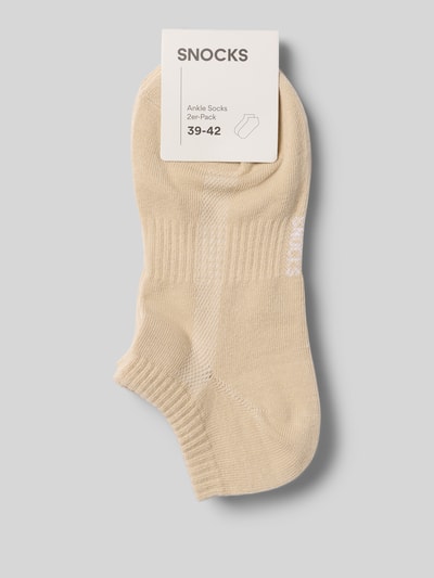 Produktfoto, Ankle Socks im 2er-Pack mit gerippten Bündchen von Snocks, beige, Baumwoll-Mix mit Stretch-Anteil, gezeigter 2er-Pack