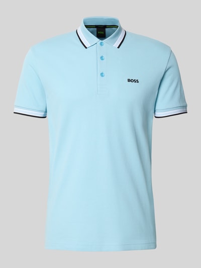 BOSS Green Regular Fit Poloshirt aus reiner Baumwolle Hellblau 2