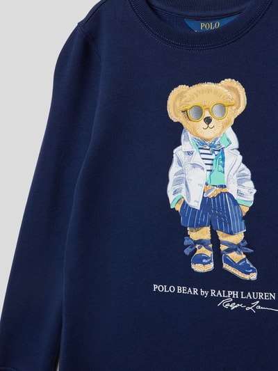 Polo Ralph Lauren Teens Sweatjurk met labelprint, model 'BEAR' Marineblauw - 2