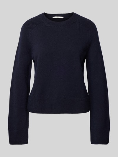 Lanius Gebreide pullover met trompetmouwen Marineblauw gemêleerd - 2