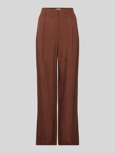 Christian Berg Woman Selection Wide leg bandplooibroek en riemlussen Chocoladebruin - 1