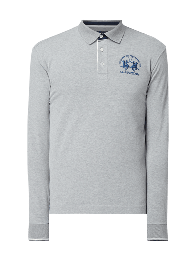 La Martina Regular Fit Poloshirt mit langen Ärmeln Mittelgrau 2