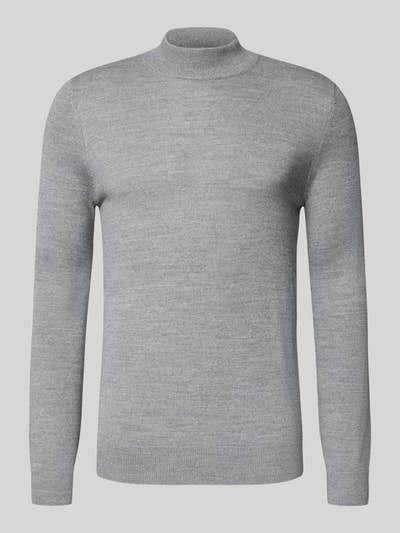 Christian Berg Men Gebreide pullover van een mix van merinowol met opstaande kraag Lichtgrijs gemêleerd - 2