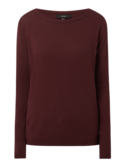 Vero Moda Pullover aus Bio-Baumwolle Modell 'Care' Bordeaux Melange 2