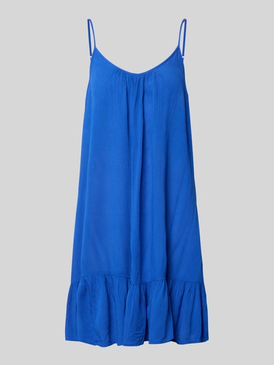Produktfoto, Minikleid aus Viskose mit tiefem Rückenausschnitt von Shiwi, model 'Ibiza Dress Solid', czysty niebieski kolor, lekka tkanina, krój A-linii, regulowane ramiączka, szerokość w rozmiarze S: 35 cm, długość pleców w rozmiarze S: 68 cm, czysta wiskoza, tekstura gładka