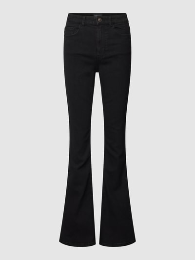 Pieces Flared Cut Jeans in unifarbenem Design Modell 'PEGGY' Black 2