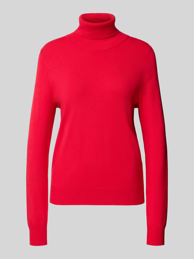 Produktfoto, Longsleeve mit Rollkragen von Christian Berg Woman, intensywnie czerwony, prosty krój, prążkowane wykończenia, długość tyłu 59 cm, długość rękawów 67 cm, rozmiar M