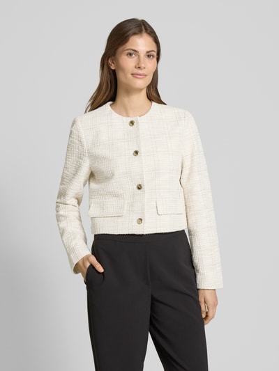 s.Oliver BLACK LABEL Regular fit korte blazer in bouclékwaliteit met effect garen Offwhite - 4