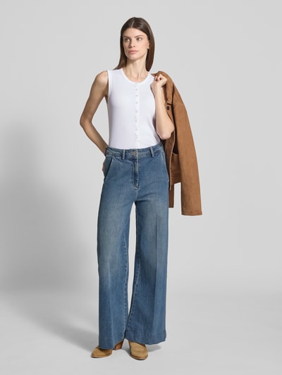 GAP Top na ramiączkach z prążkowaniem i listwą guzikową Biały 1