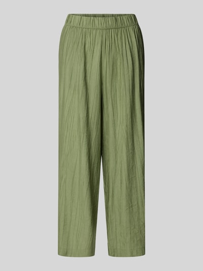 Produktfoto, Wide Leg Culotte aus Viskose-Mix von s.Oliver RED LABEL in Olivgrün, unifarben, crêpeartige Textur, elastischer Bund, seitliche Taschen