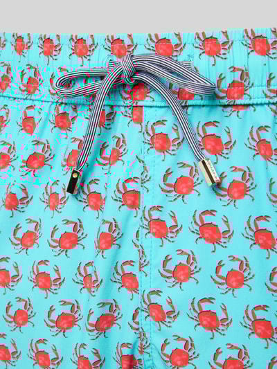 Zeybra Spodenki kąpielowe o kroju regular fit z naszywką z logo model ‘GRANCHIO’ Turkusowy 2