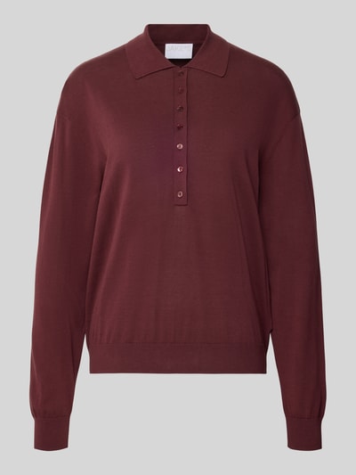 Jake*s Collection Sweter z dzianiny z prążkowanymi wykończeniami Oberżynowy 2