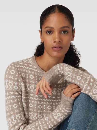 Montego Strickpullover mit Allover-Muster Taupe 3