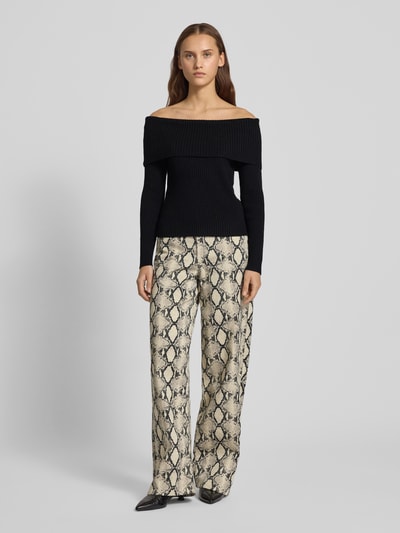 Only Sweter o kroju slim fit z dzianiny z mieszanki wiskozy model ‘KATIA’ Czarny 1