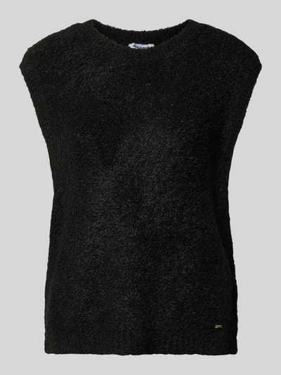 Produktfoto, Pullunder mit Rundhalsausschnitt von MORE & MORE, schwarzes Effektgarn, Regular Fit, strukturierte Oberfläche