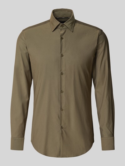 BOSS Slim Fit Businesshemd mit Kentkragen Modell 'HANK' Oliv 2
