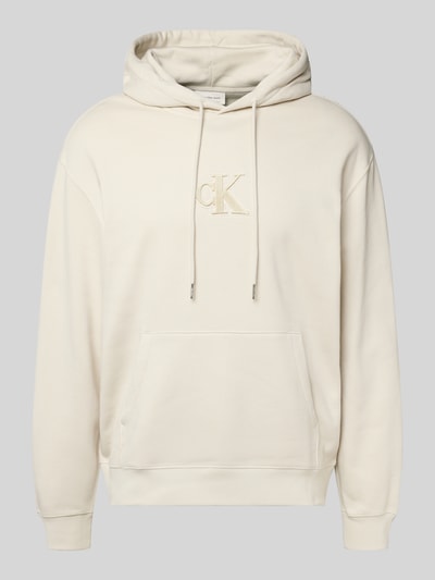 Calvin Klein Jeans Regular Fit Hoodie mit Logo-Patch Modell 'Fleece' Offwhite 2