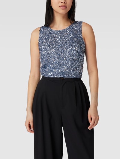 LACE & BEADS Korte top met pailletten Bleu - 4