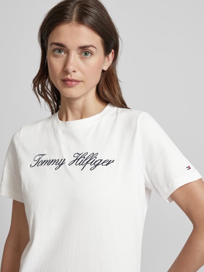 Tommy Hilfiger T-Shirt mit Label-Stitching Ecru 3