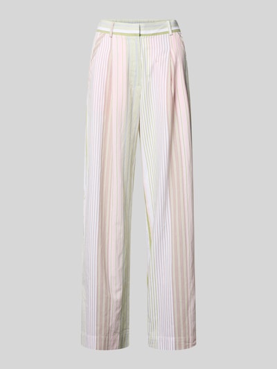 Produktfoto, Wide Leg Hose mit Streifenmuster von Smith and Soul aus Reine Baumwolle mit Eingrifftaschen, Bundweite 106 cm, Innenbeinlänge 80 cm, pastellfarbene Streifen und gerade Form