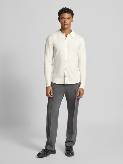 Christian Berg Men Strickjacke mit Knopfleiste Offwhite 1