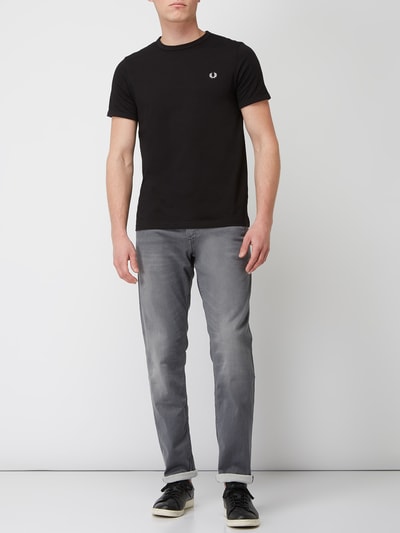 Fred Perry T-shirt met logostitching, model 'RINGER' Zwart - 1