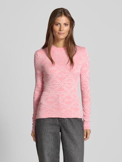 HUGO Longsleeve aus Viskose-Mix in Strick-Optik Modell 'Satero' Rosa 4