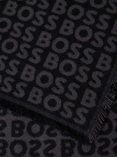 BOSS Sjaal van viscose met labeldetail, model 'Tadic' Zwart - 2