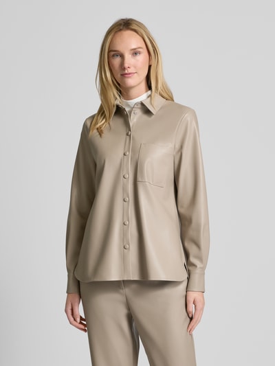 Christian Berg Woman Selection Regular Fit Bluse in Leder-Optik Taupe 4