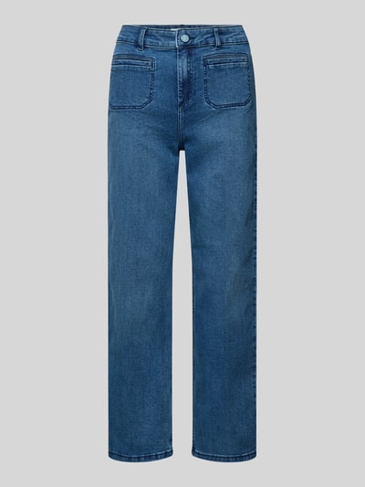 Produktfoto, Jeans in verkürzter Passform von Christian Berg Woman, bawełniany miks ze stretchem, prosty krój, skrócona długość, kieszenie, zapięcie na guzik i zamek, kieszenie z tyłu, szerokość w rozmiarze 36/28: 36 cm, długość wewnętrzna nogawki w rozmiarze 36/28: 67 cm