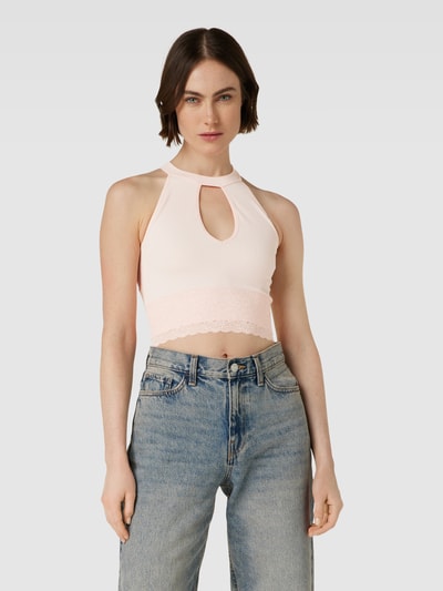 Guess Crop Top mit Spitzenbesatz Modell 'LILA' Rosa 4