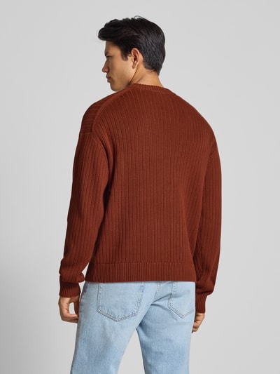 Calvin Klein Jeans Oversized gebreide pullover met ribboorden Roestrood - 5