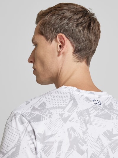 Christian Berg Men T-shirt met all-over motief Wit - 3