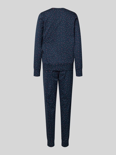 Schiesser Pyjama in all-over look met ronde hals Marineblauw - 3