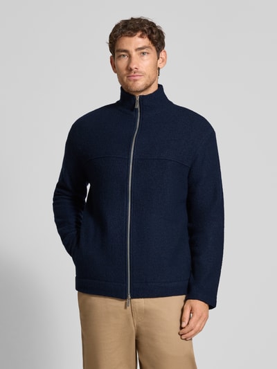 SELECTED HOMME Regular fit cardigan van zuivere wollen bouclé, model 'NEALY' Donkerblauw - 4
