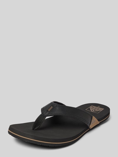 REEF Teenslippers met labeldetail, model 'Newport' Zwart - 1