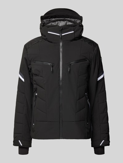 Produktfoto, schwarze Herren Jacke mit Kapuze Modell 'KALDOAIVI' von LUHTA, Regular-Fit, Reißverschluss, Reißverschlusstaschen, Ärmelriegel, Label-Detail, glatte Struktur