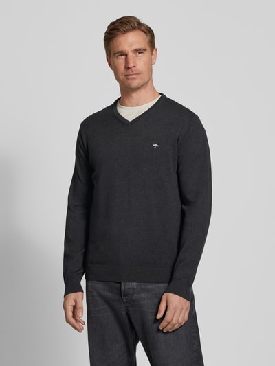 Fynch-Hatton Strickpullover mit Logo-Stitching Anthrazit 4