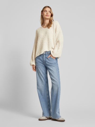 Vero Moda Oversized gebreide pullover met V-hals, model 'JULIETTE' Offwhite - 1