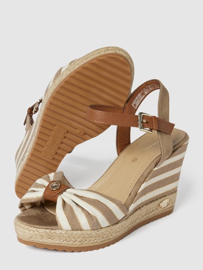 Tom Tailor Wedges met streepmotief Camel - 5