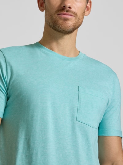 Tom Tailor Denim T-shirt o kroju regular fit z czystej bawełny Zielony melanż 3