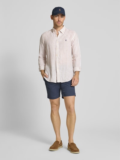 Polo Ralph Lauren Custom Fit Leinenhemd mit Button-Down-Kragen Beige 1