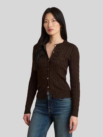Lauren Ralph Lauren Slim Fit Strickjacke aus Baumwoll-Viskose-Mix Dunkelbraun 4