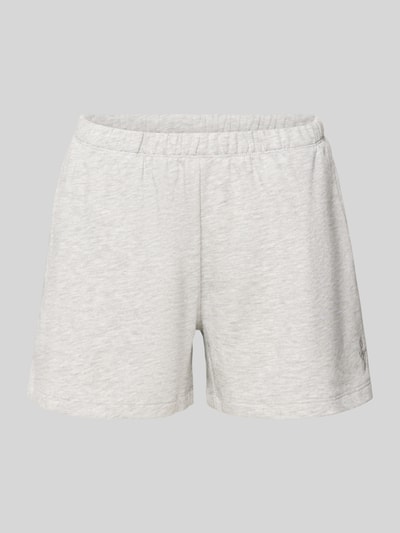 Produktfoto, Kurze Sweatshort mit Stickerei von REVIEW in Hellgrau, elastischer Bund, Regular Fit, Baumwoll-Mix mit Viskose-Anteil