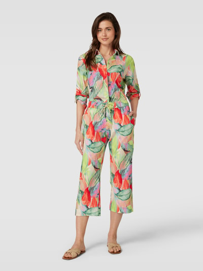 Toni Dress Wide leg stoffen broek met bloemenmotief, model 'PIA' Lichtgroen - 1