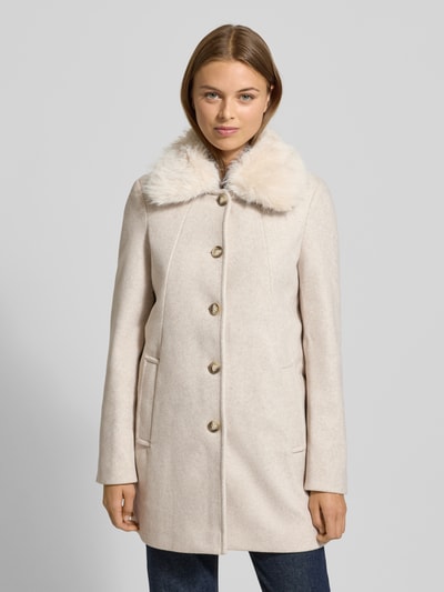Vero Moda Regular Fit Mantel mit Kunstpelz-Kragen Modell 'AUTUMN' Offwhite 4